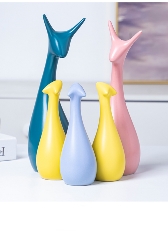 Deer House Living Room Ornament Ceramic Home Wine Cabinet TV Cabinet Room Decoration Table Decoration