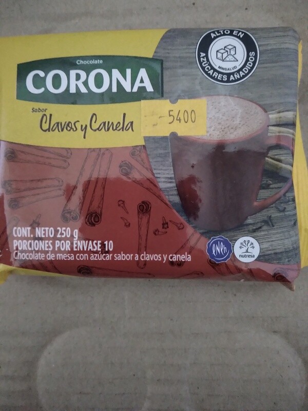 Chocolate corona clavos y canela 250gr