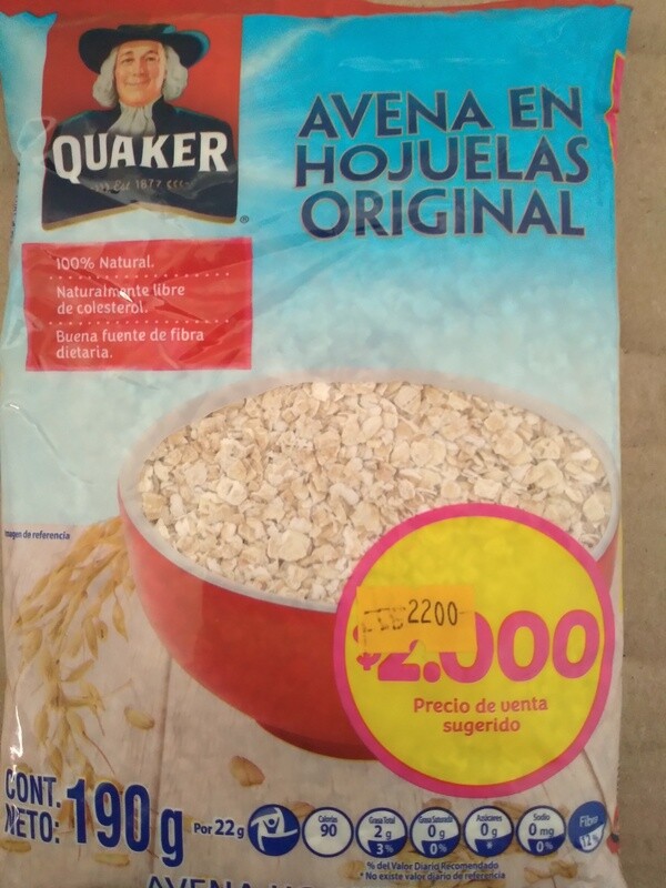 Avena en hojuelas natural 190gr