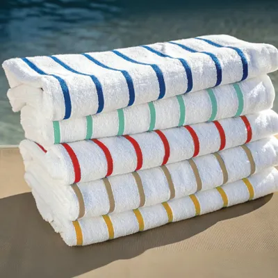 Horizontal stripes towels anti-fraying, pool bleach safe and fade-resistant