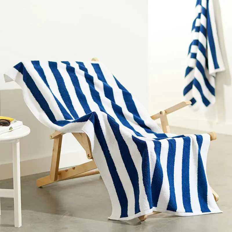 Cabana Stripe Towels double-needle stitched hem Vat-dyed fade-resistant