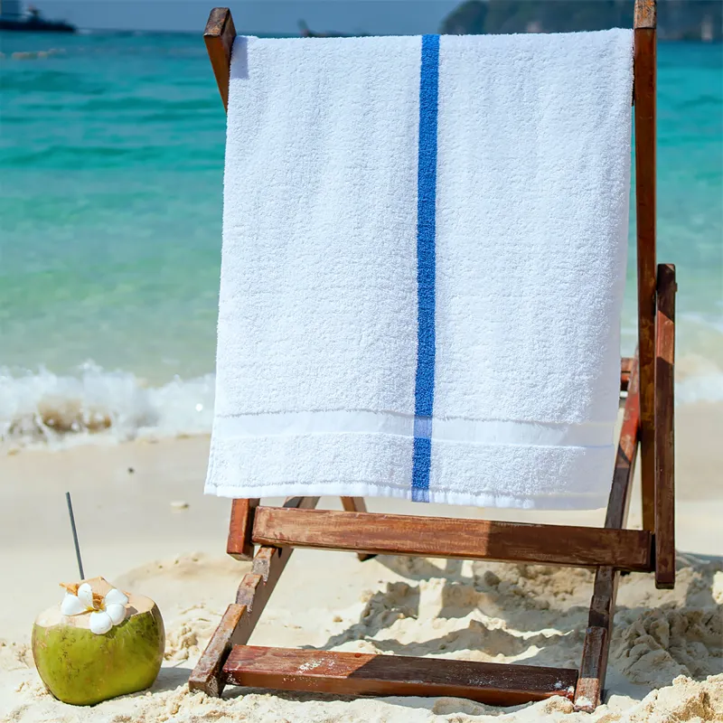 Center stripe pool towels shrinkage resistant durable and pocket-friendly