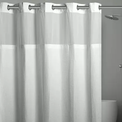 Shower Curtains 100% 95-GSM Virgin Polyester, with/without 12” window