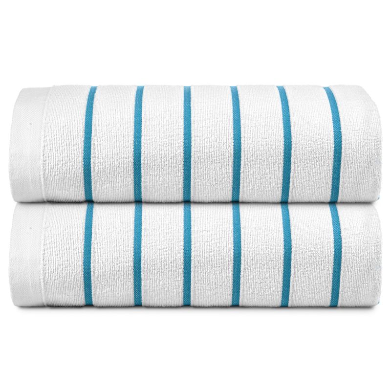 Ryotei Horizontal Stripe Pool Towel 30x60 Aqua Blue