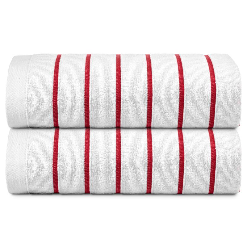 Horizontal Stripe Pool Towel 36x68 Red