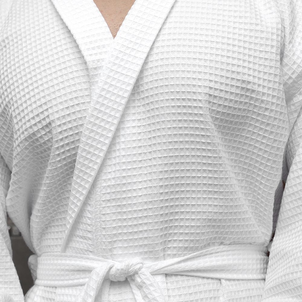 Honeycomb Waffle Bathrobe 48 x 60 Kimono Collar