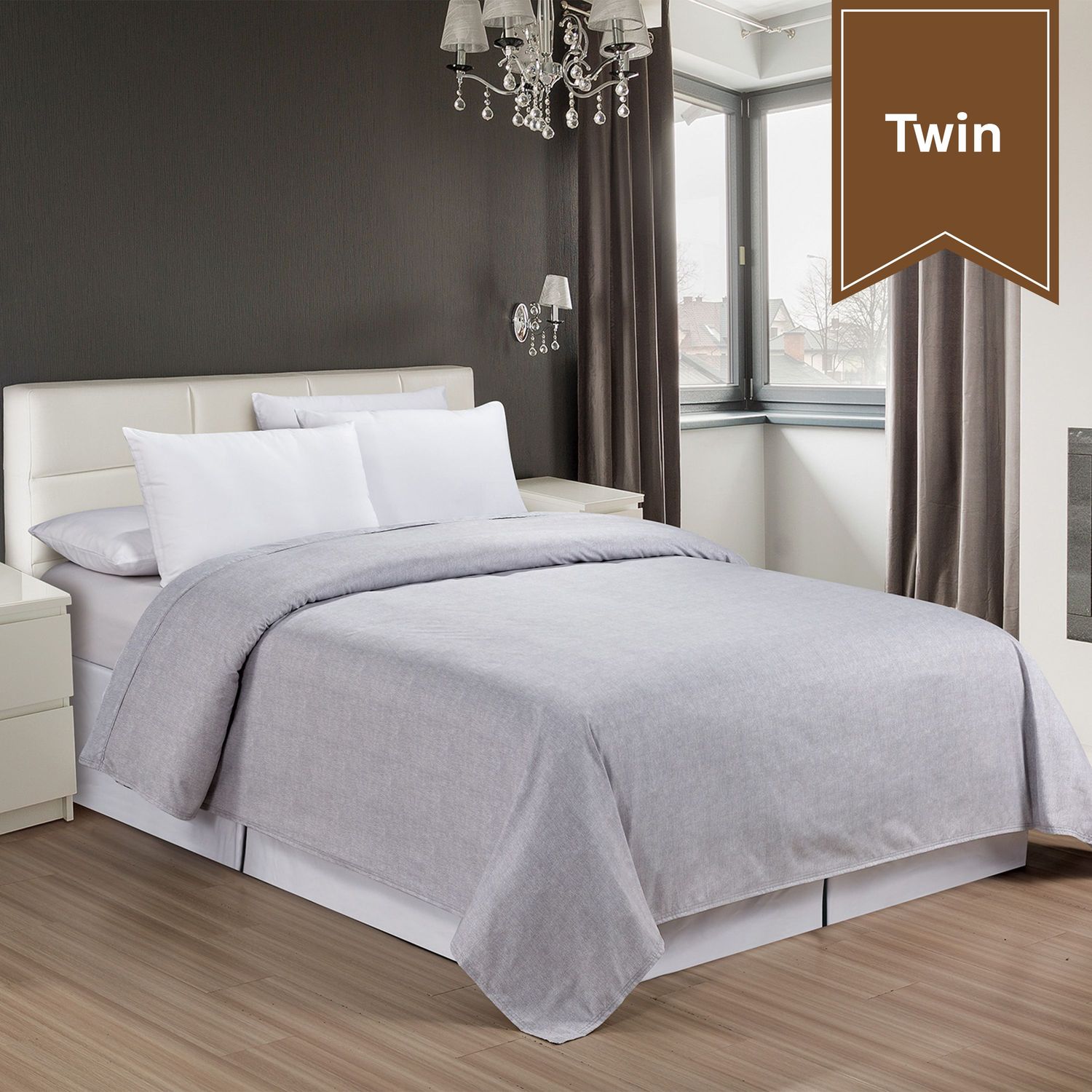 Dolphin Grey Twin 68 x 96 Contemporary Top Sheet