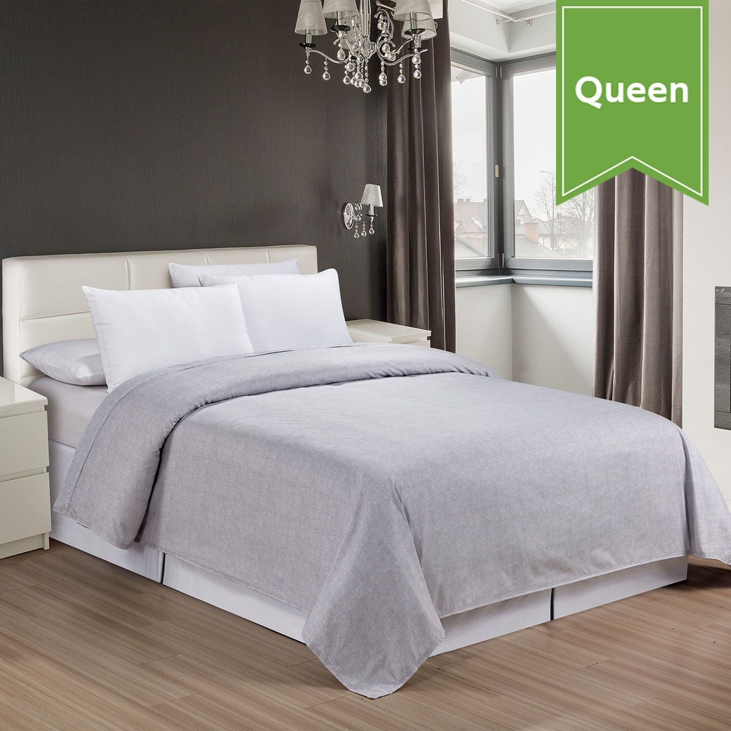 Dolphin Grey Queen 94 x 96 Contemporary Top Sheet