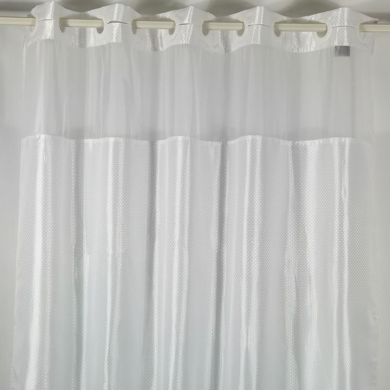Shower Curtain With 12&quot; Sheer Voile Window White