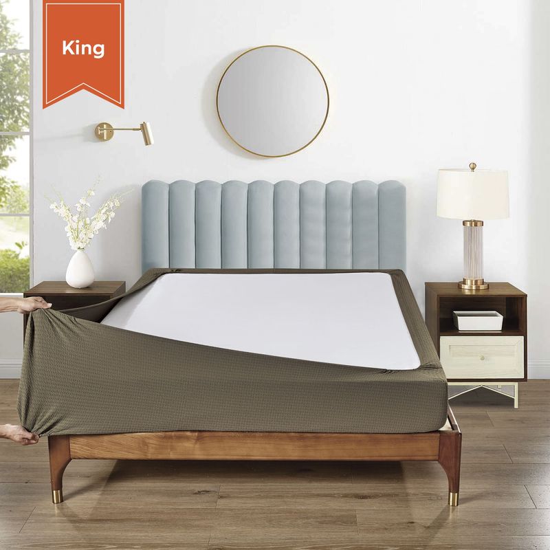 Stretchable Box Spring Wrap King Teak Brown