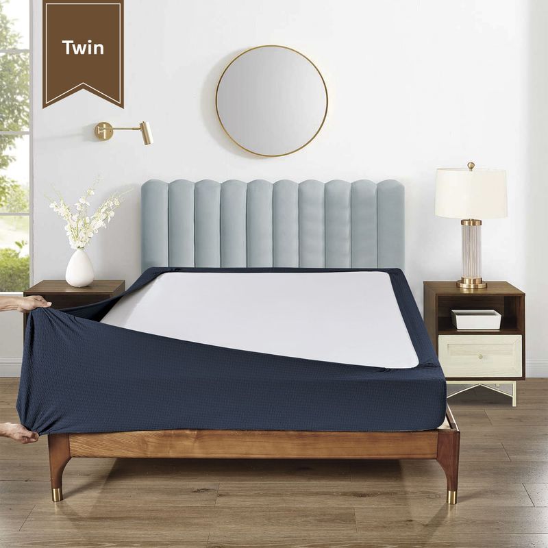Stretchable Box Spring Wrap Twin Midnight Blue