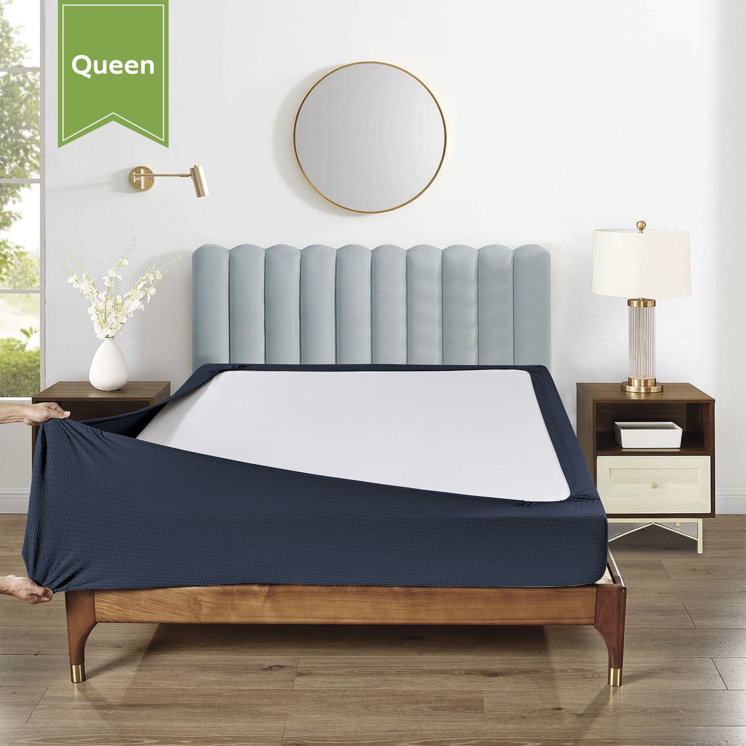 Stretchable Box Spring Wrap Full/Queen Midnight Blue