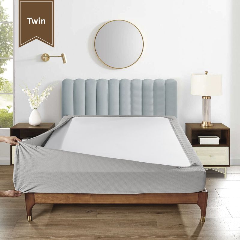 Stretchable Box Spring Wrap Twin Silver Gray