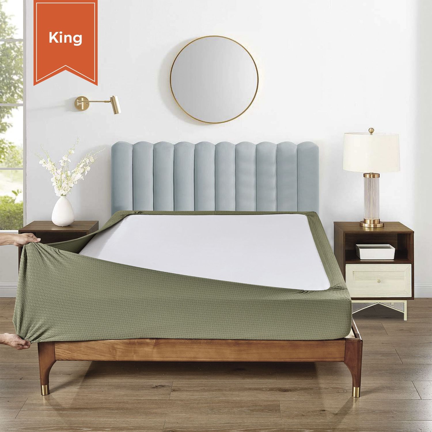 Stretchable Box Spring Wrap King Organic Green
