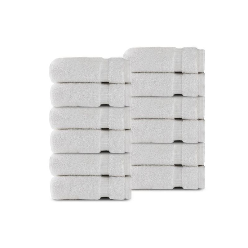 Belem 12 Pcs Washcloths 13 x 13 | White