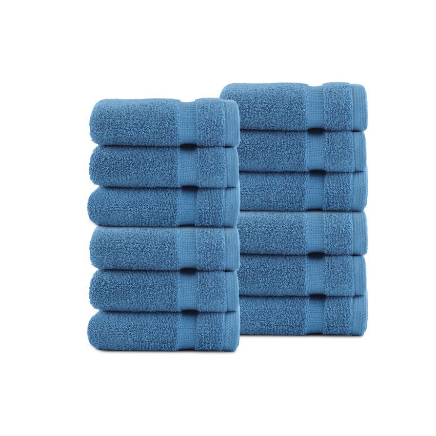 Belem 12 Pcs Washcloths 13 x 13 | Evening Blue
