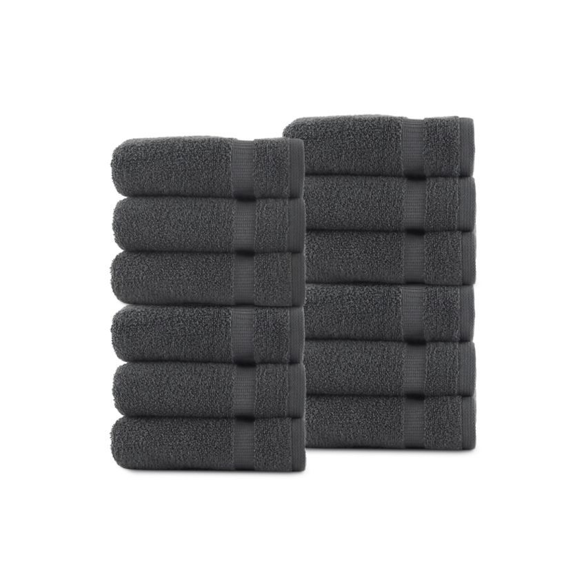 Belem 12 Pcs Washcloths 13 x 13 | Castlerock Gray