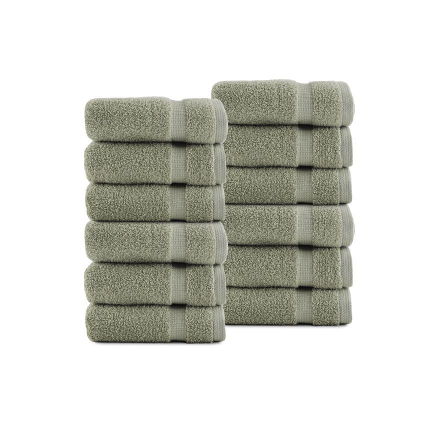 Belem 12 Pcs Washcloths 13 x 13 | Sage Green