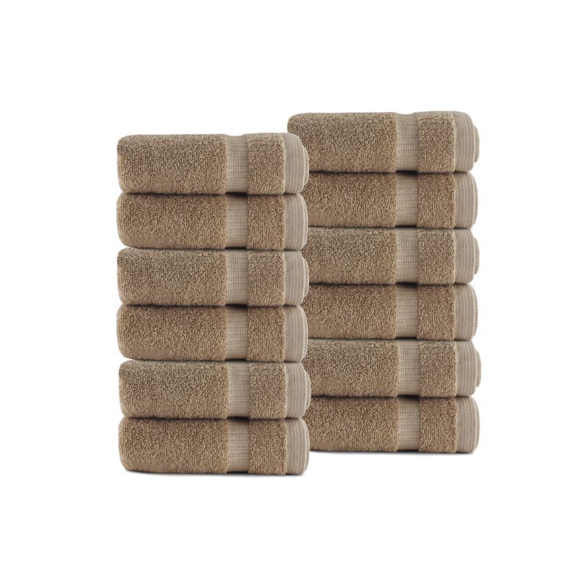 Belem 12 Pcs Washcloths 13 x 13 | Sandcastle Tan