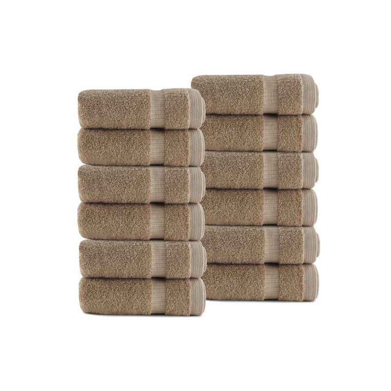 Belem 12 Pcs Washcloths 13 x 13 | Sandcastle Tan