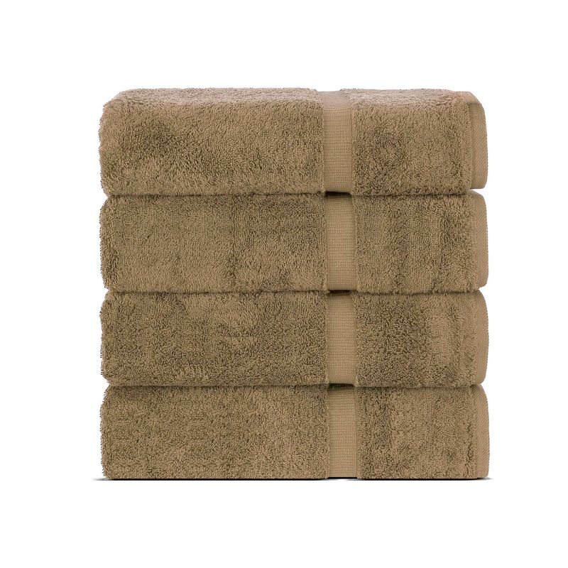 Belem 100% Premium Cotton Bath Towel Pack of 4 | 27 x 50 | Sandcastle Tan