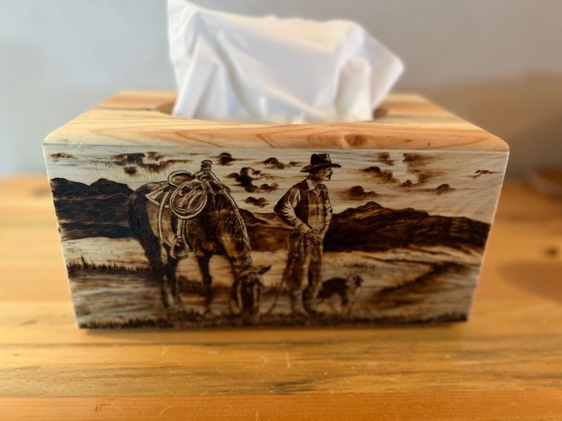 Hand-Crafted Wooden Tissue Box 1624