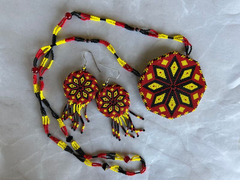 Beaded Earrring Medallion Set