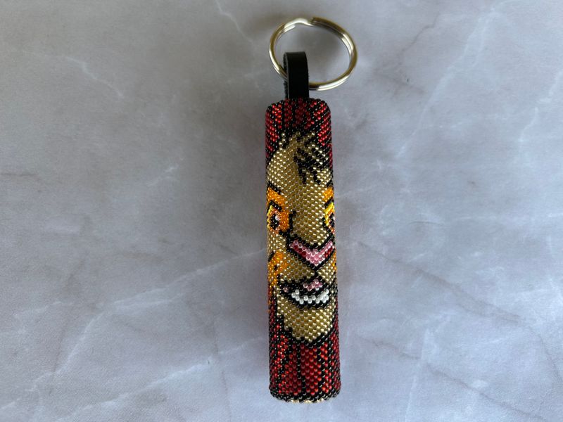 Montana Beaded Lion Key Fob