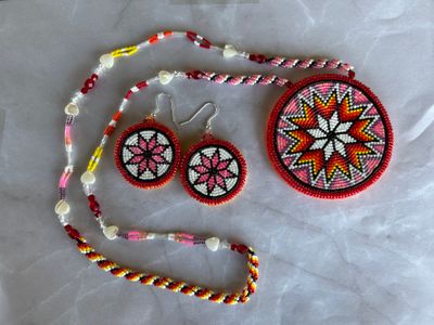 Beaded Madallion Ear Ring Sets