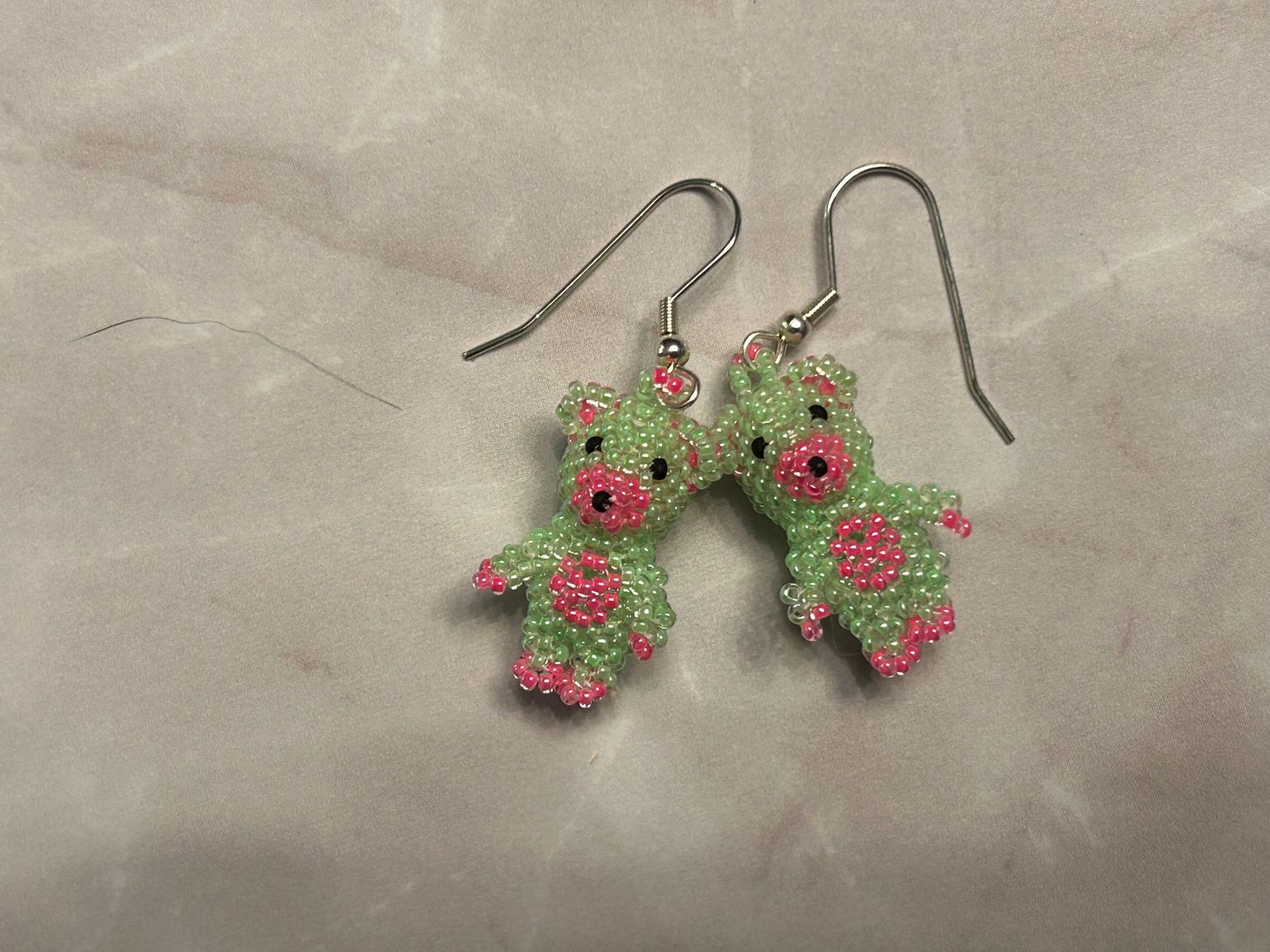 Handcrafted Beaded Bear Earrings