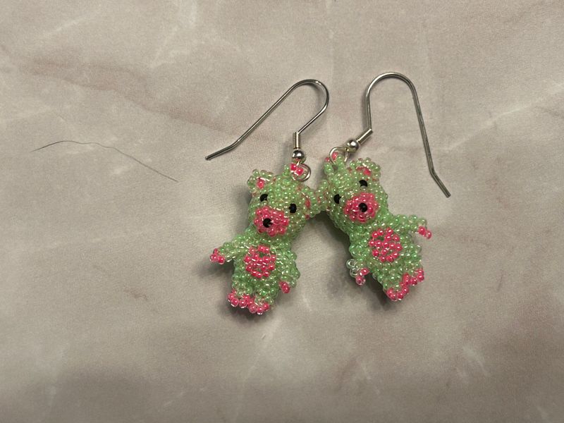 Handcrafted Beaded Bear Earrings