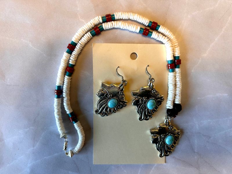 Puka Shell Necklace With Earrings 1628