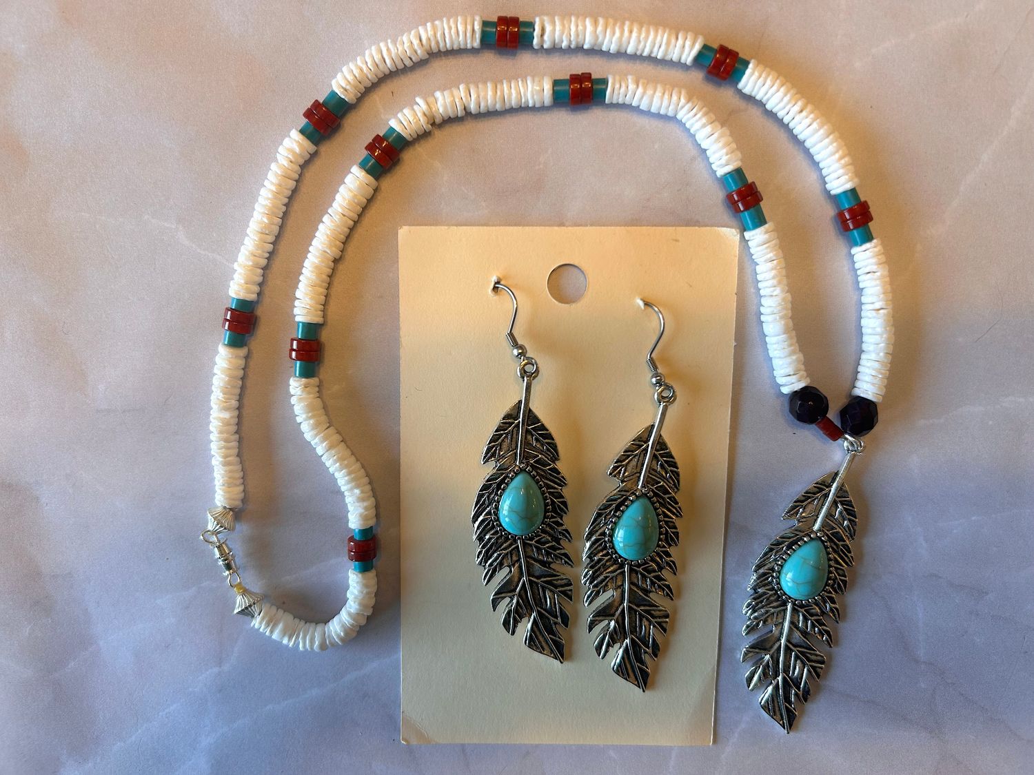 Puka Shell Necklace With Earrings 1626