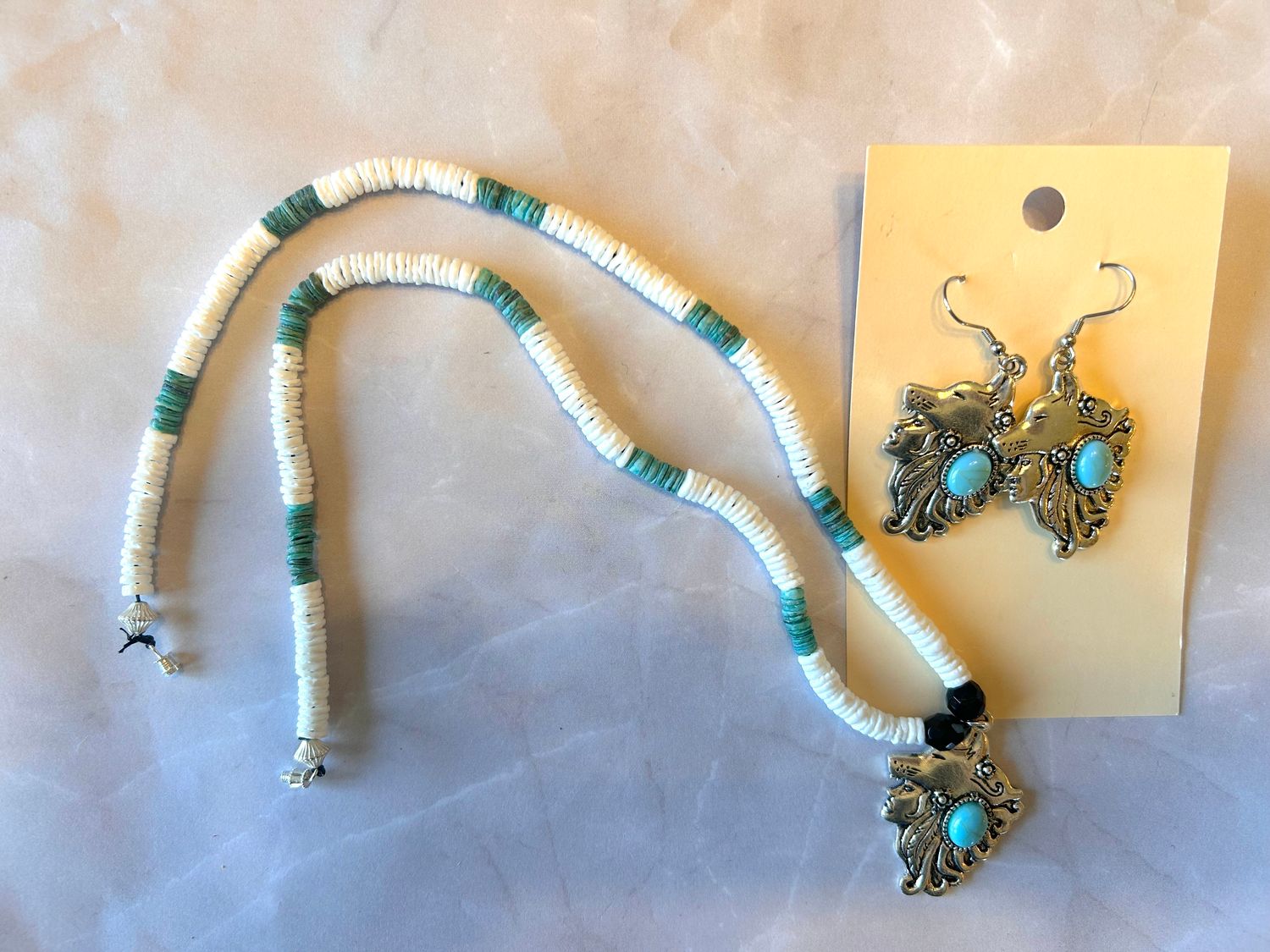 Puka Shell Necklace With Earrings 1625
