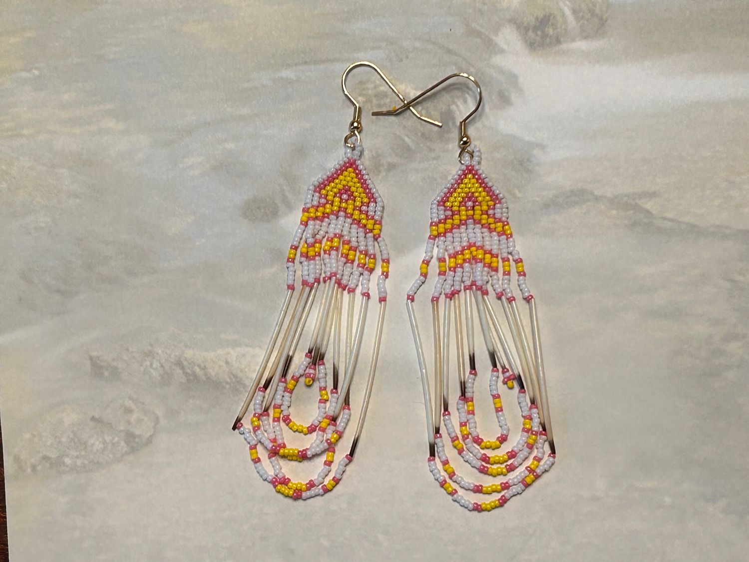 Handcrafted Porcupine Quill Beaded Earrings 908