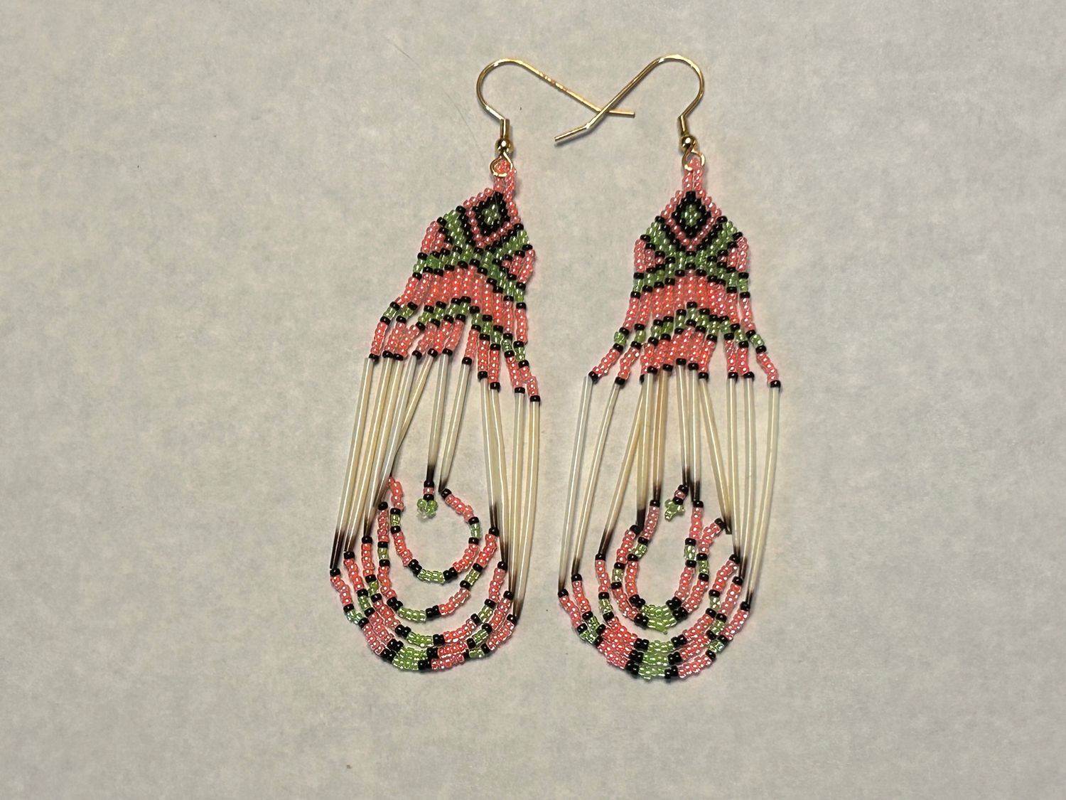Handcrafted Porcupine Quill Beaded Earrings 914