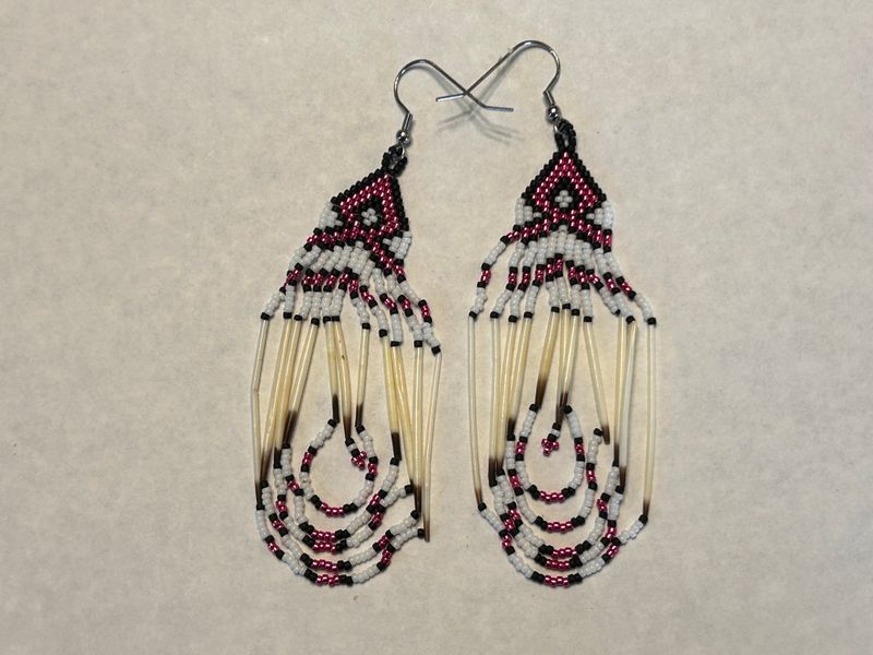Handcrafted Porcupine Quill Beaded Earrings 917