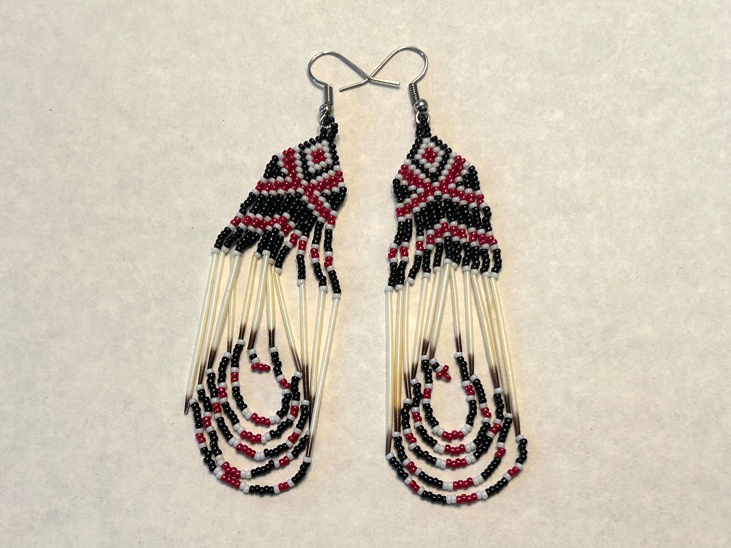 Handcrafted Porcupine Quill Beaded Earrings 923