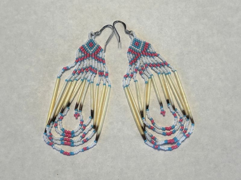 Handcrafted Porcupine Quill Beaded Earrings 927
