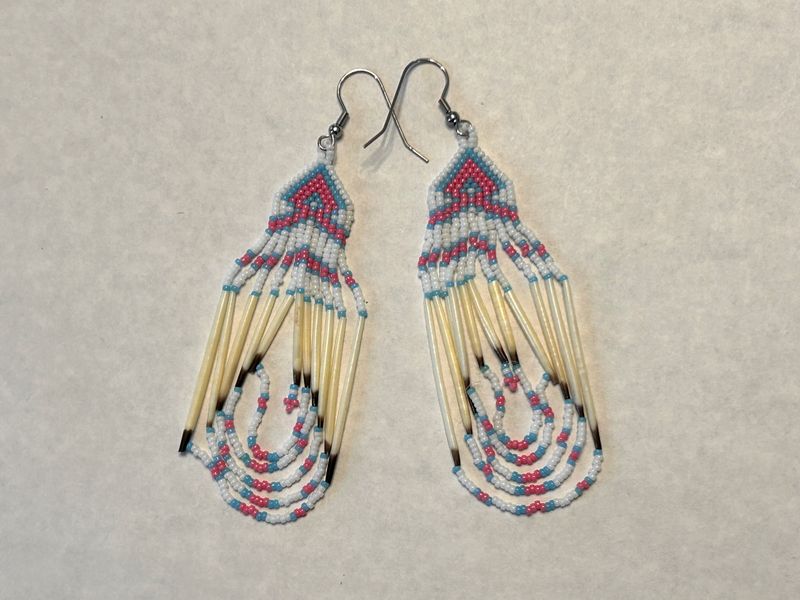 Handcrafted Porcupine Quill Beaded Earrings 929
