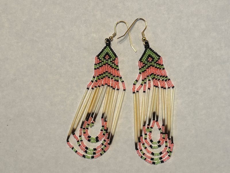 Handcrafted Porcupine Quill Beaded Earrings 912