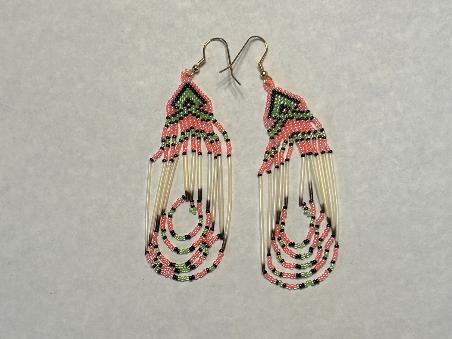 Handcrafted Porcupine Quill Beaded Earrings 916