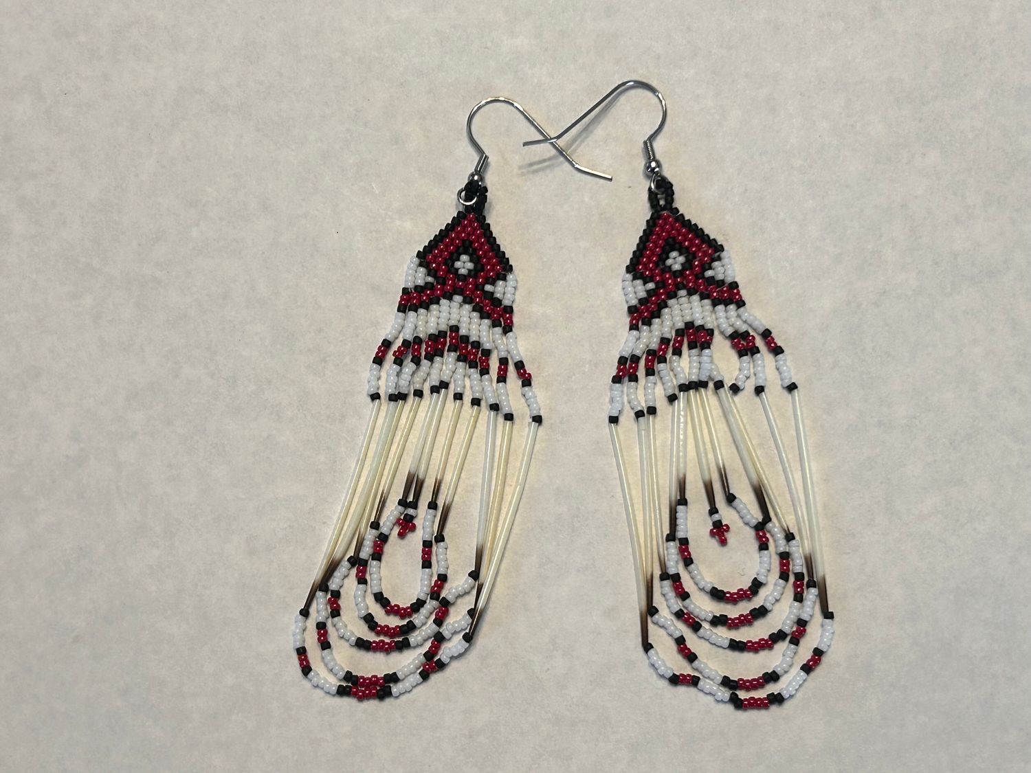 Handcrafted Porcupine Quill Beaded Earrings 925