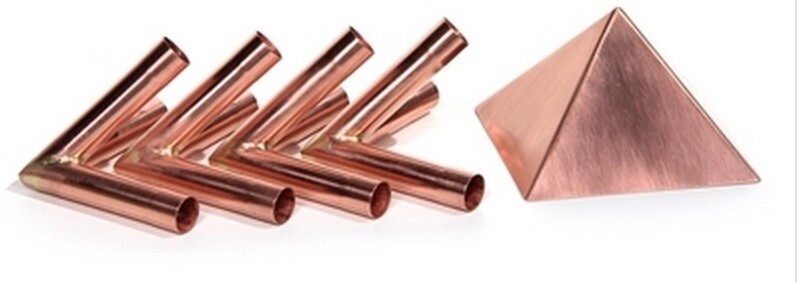 Meditation Pyramid Polished Copper Connector Kit with 4&quot; Capstone -  Fits 15mm Metric Copper Poles
