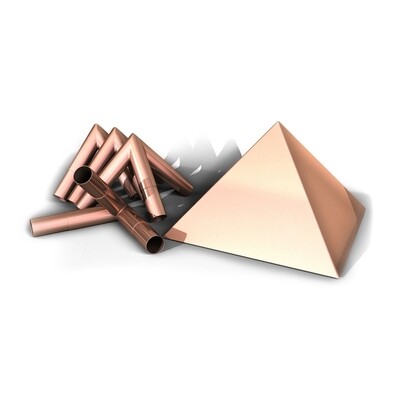 Meditation Pyramid Polished Copper Connector Kit with 10" Capstone - Fits 1 Inch Type M Copper Poles
