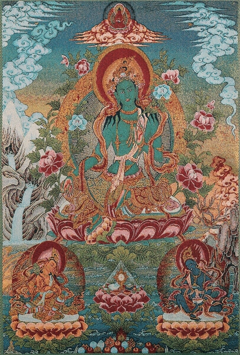 Green Tara with Amitabha - Poster Print