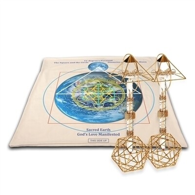 Buddha Maitreya the Christ Archangel Metatron's Cube Mat with Christ Consciousness Shambhala Ascension Vajras - Gold - full-size