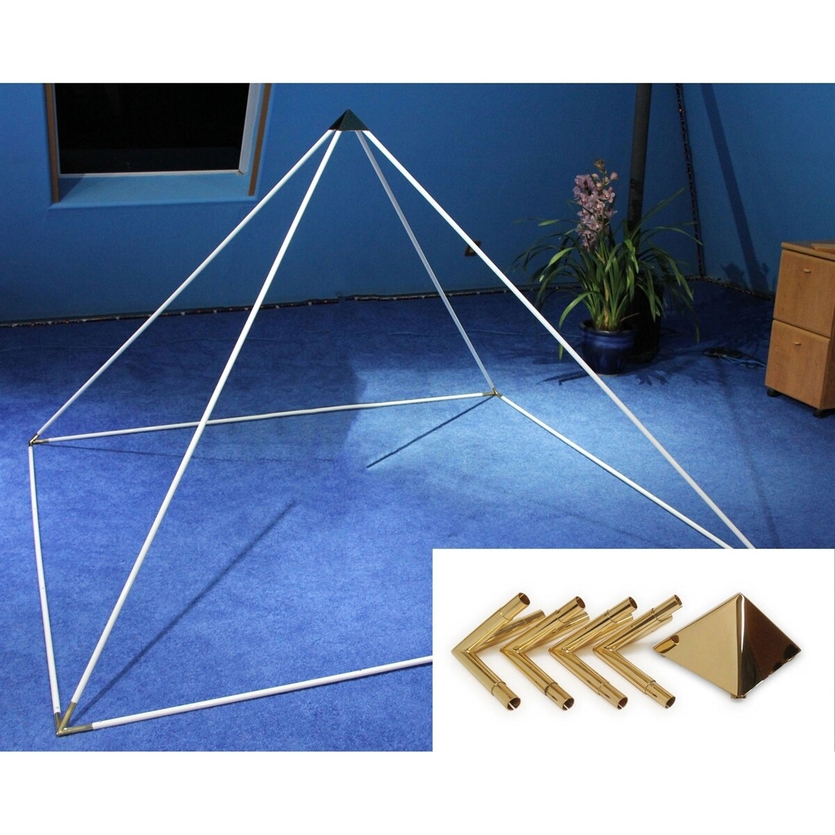 7' Gold Plated Copper Meditation Healing Pyramid for Sale