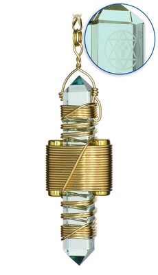 Buddha Maitreya the Christ 2.5&quot; Etheric Weaver in Gold - Aqua Siberian Quartz