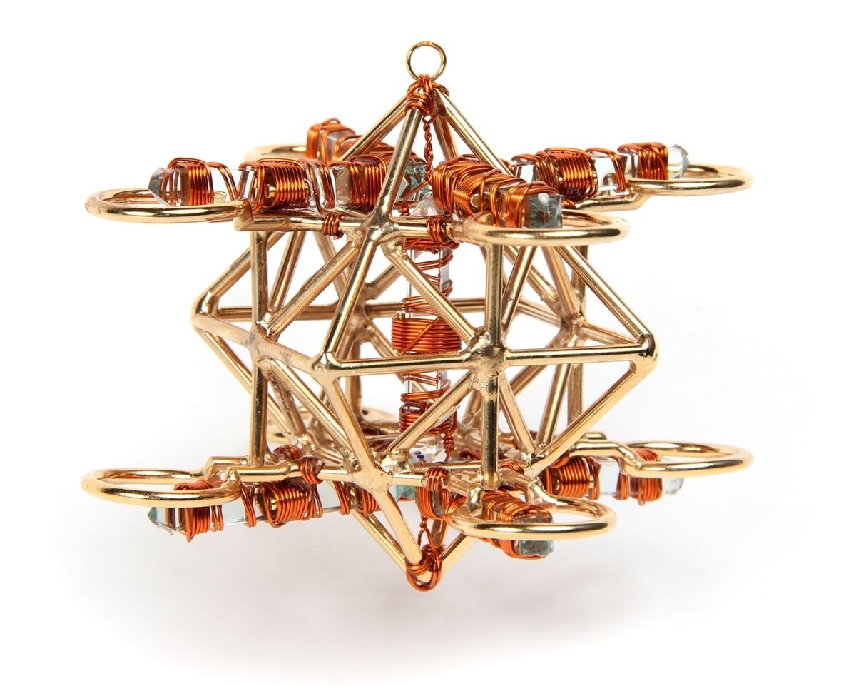 Maitreya Solar Cross - Extra Small, Select Crystal Color...: Aqua Siberian Quartz - Copper